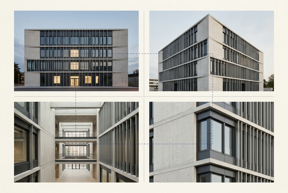 One consistent architectural project shown across multiple coordinated views